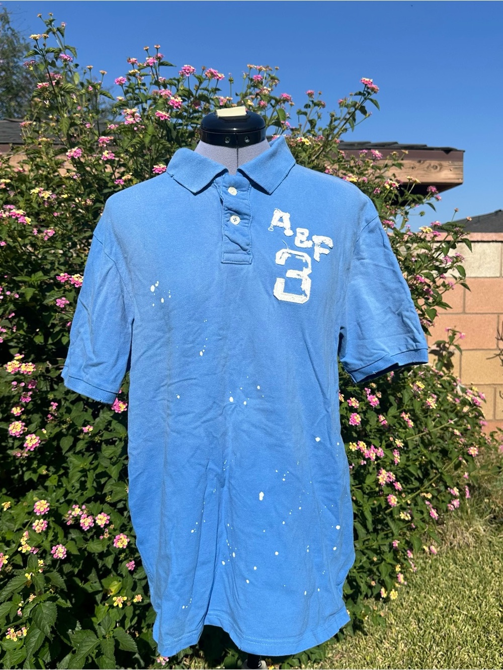 Abercrombie & Fitch Blue Short Sleeve Polo with A&F 3 Embroidery Size XL